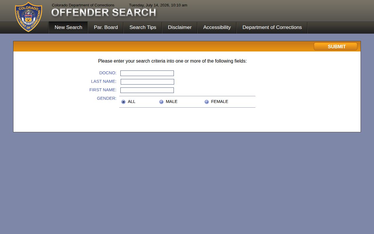 Jackson County released inmates CDOC offender search homepage