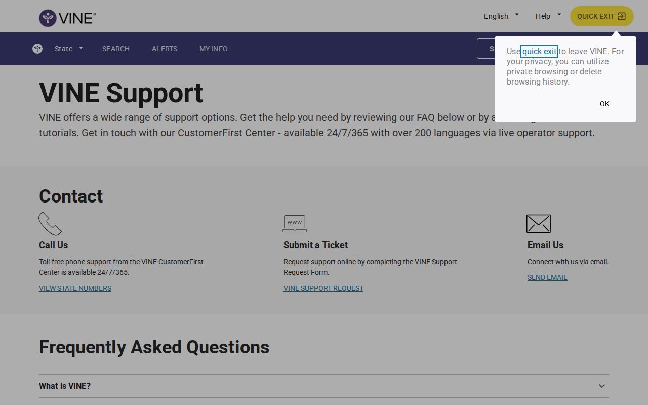 Jackson County released inmates VINELink notification support